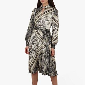 Ted Baker Llouise Shirred Waist Midi Shirt Dress, Natural Taupe Size 2